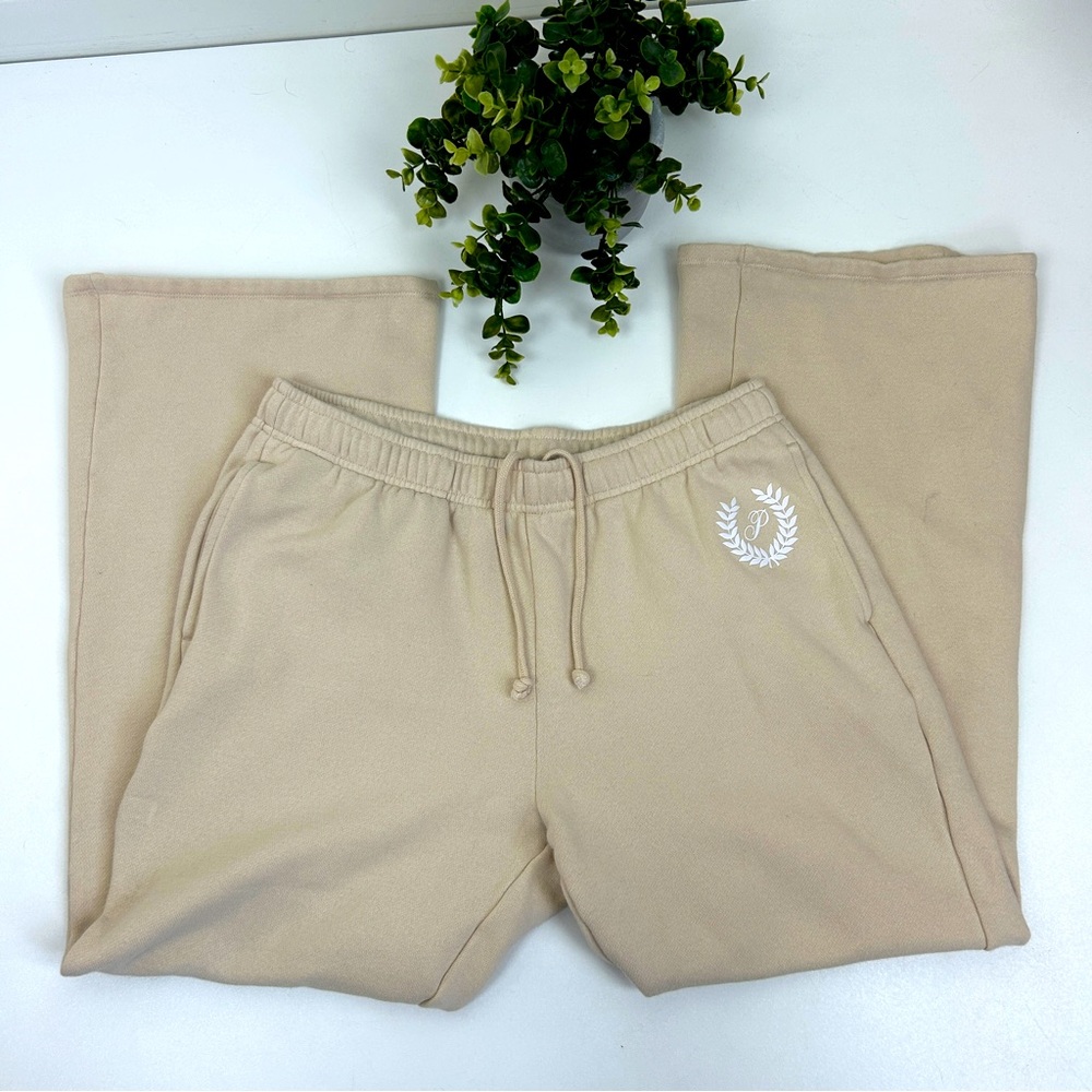 PINK by Victoria’s Secret Cream Beige Stovepipe Wide Leg Sweatpants Size L